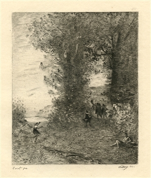 Jean-Baptiste Corot etching Environs de Brest