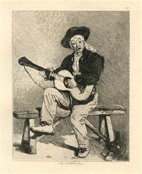 Edouard Manet "Le Guitariste" etching