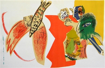 Marc Chagall original lithograph, 1966 | Flying Fish