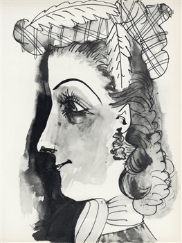 Pablo Picasso lithograph "Profil de jeune fille en chapeau"