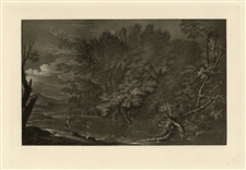 Salvator Rosa "Mercury and the Woodman" mezzotint