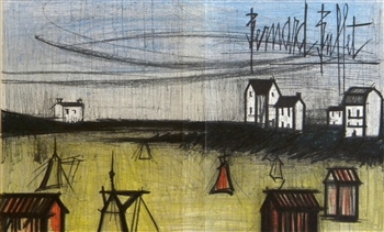 Bernard Buffet original lithograph "A Small Beach"