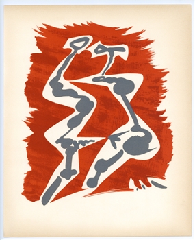 Andre Masson original lithograph "Seduction, en rouge, gris et blanc"
