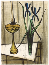 Bernard Buffet original lithograph Nature morte aux iris 1979