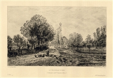 Charles Daubigny "Le Troupeau d'Oies" etching