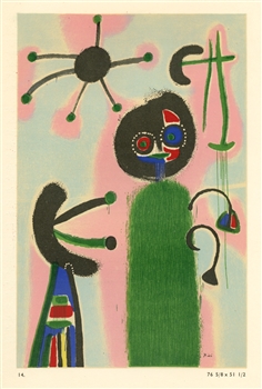 Joan Miro pochoir, 1953, Pierre Matisse Gallery