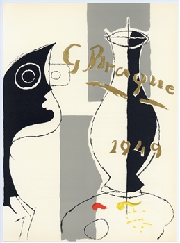 Georges Braque lithograph Vase, derriere le miroir, maeght, 1963