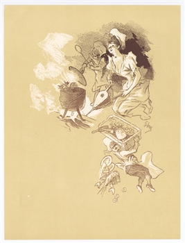 Jules Cheret lithograph, poule au pot, arts metiers graphiques