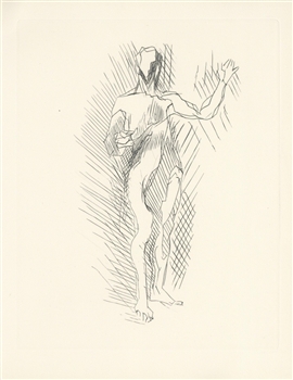 Jacques Villon original etching Homme Prechant