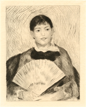 Pierre-Auguste Renoir etching La femme a l'eventail, renoir impressionist art
