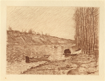 Alfred Sisley etching La Seine a Moret, Sisley Impressionist Art L'Art Impressionniste