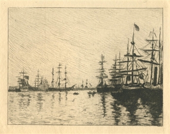 Eugene Boudin etching Le Port de Trouville, Boudin Impressionist Art L'Art Impressionniste