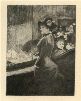 Jean-Louis Forain etching Folies-Bergeres, Forain 1892 Impressionist Art L'Art Impressionniste