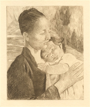 Mary Cassatt etching Mere et enfant, Cassatt Mother and Child 1892 Impressionist Art L'Art Impressionniste