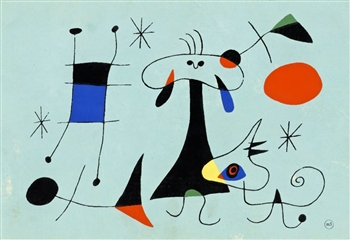 Joan Miro silkscreen for the rare 1949 Mural Scrolls project
