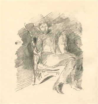 James Whistler lithograph Firelight a Portrait of Joseph Pennell