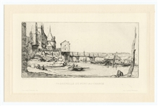 Charles Meryon etching "Passerelle du Pont au Change"