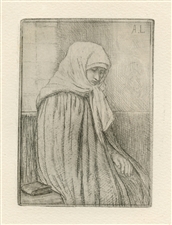 Alphonse Legros original etching (Portrait, Femme)