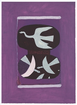 Georges Braque lithograph "Trois oiseaux sur fond violet"