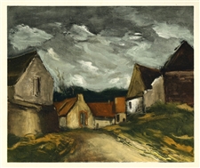 Maurice de Vlaminck lithograph "A Village in Sarthe"