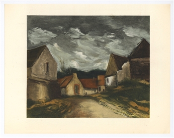 Maurice de Vlaminck lithograph "A Village in Sarthe"