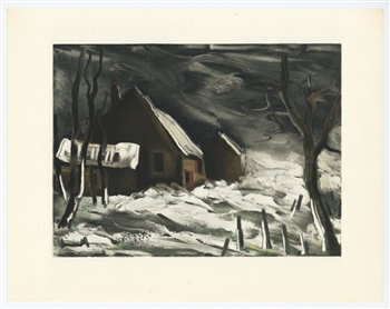 Maurice de Vlaminck "La Maladrerie under Snow" lithograph