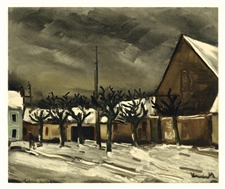 Maurice de Vlaminck lithograph "Lime Trees under Snow"