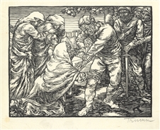 Peter Trumm Coriolanus and his Mother signed original woodcut
