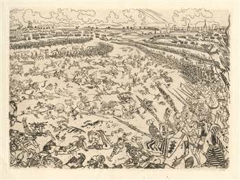 James Ensor original etching "Bataille des Eperons D'or"