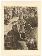 Camille Pissarro "Marche aux Legumes" original etching & drypoint