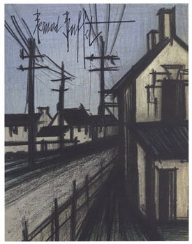 Bernard Buffet original lithograph "The Village Road"