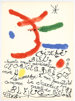 Joan Miro original lithograph | Homage to Georges Braque