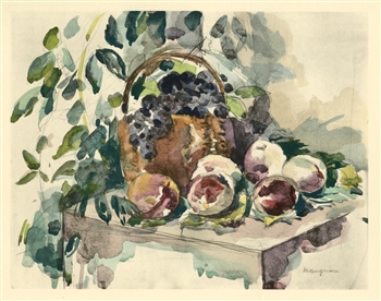 Henri Manguin "Nature morte, raisins et peches" pochoir