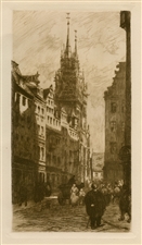 Frank Milton Armington original etching "Une rue a Nuremberg"