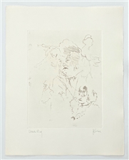 Jack Levine signed original etching "Tunbridge Girls with McHeath in Flight"