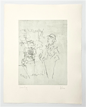 Jack Levine signed original etching "Mack sees Polly Peachum"