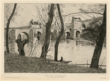 Jean-Baptiste Corot etching Pont de Mantes