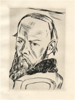 Max Beckmann Portrait of Dostoyevsky (Bildnis Dostojewski) original etching