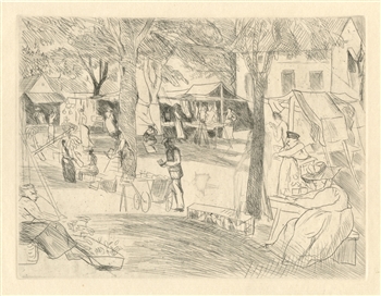 Rudolf Grossmann "Jahrmarkt" original etching