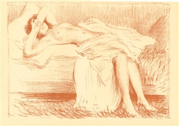 Louise Breslau original lithograph "Paresse matinale"
