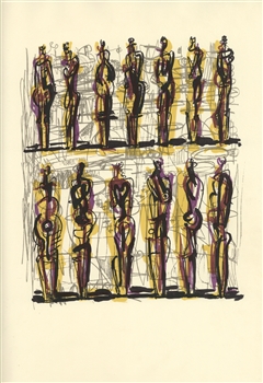 Henry Moore original lithograph "Thirteen Standing Figures"