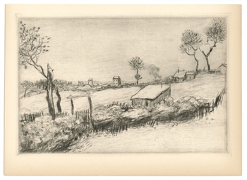 Jean-Francoise Raffaelli original etching La Neige (soleil couchant)