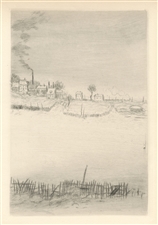 Jean-Francoise Raffaelli original etching La Neige (soleil couchant)