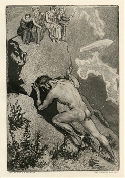 Max Klinger original etching "Die Fakultaten" Sisyphus