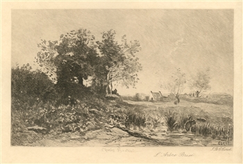 Jean-Baptiste Corot etching "L'Arbre Brise"