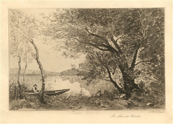Jean-Baptiste Corot etching "Le Lac de Garde"
