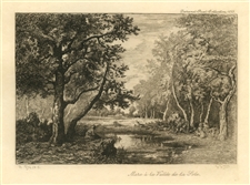 Narcisse Virgile Diaz etching "Mare a la Vallee de la Sole"