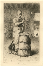 Jean-Francois Millet etching "Barateuse"