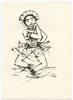 Carl Hofer original lithograph "Javanische Tanzerin"