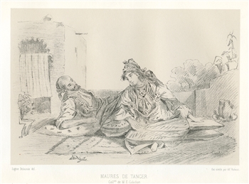 Eugene Delacroix lithograph "Maures de Tancer"